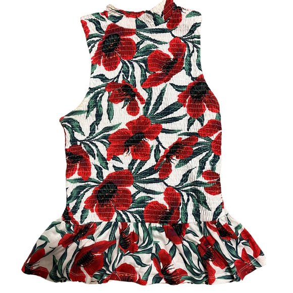 ZARA Floral Print High Neck Tank w/ Ruffles - Picture 6 of 7